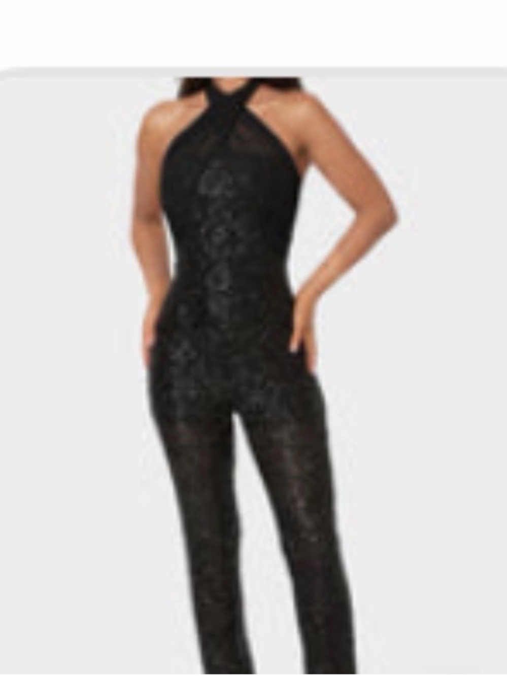 bebe Black Sequin Halter Jumpsuit
